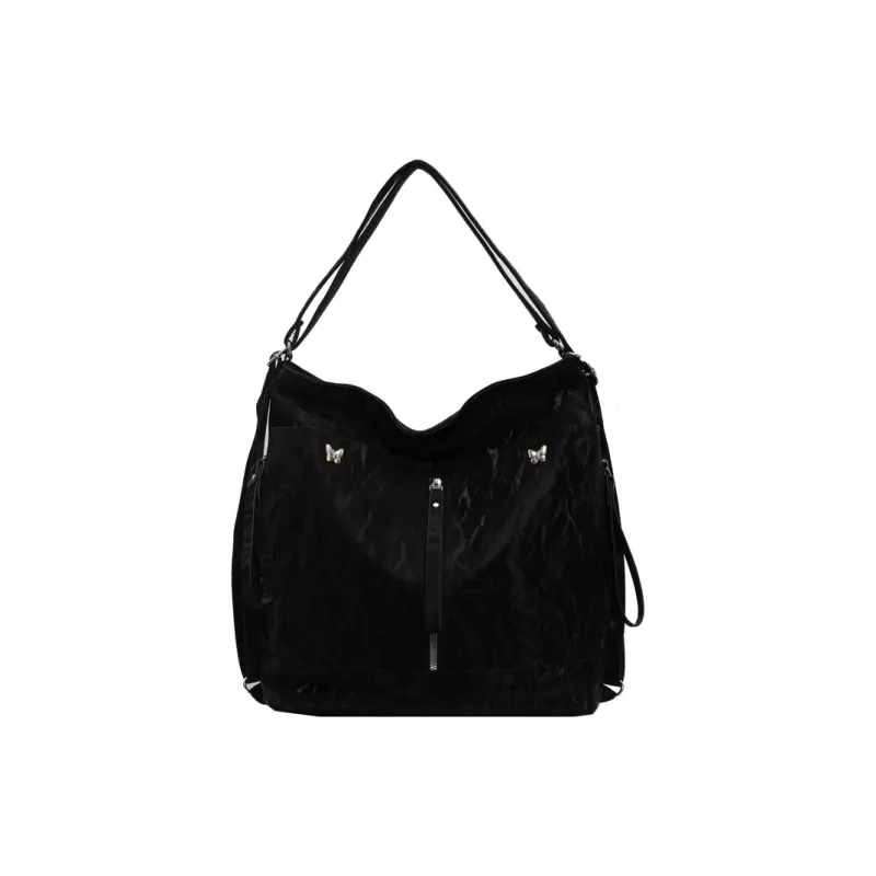 Morellybear PU Tote Backpack Shoulder Bag Regular Women's Black/Ecru/Blue/Silver/Green-0