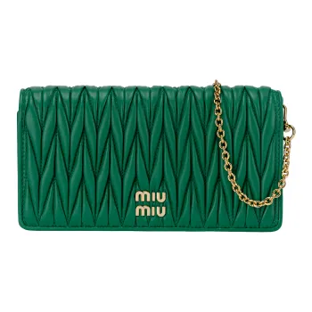 MIU MIU Matelassé Sheepskin One Shoulder Crossbody Cell Phone Pouch Women's Mango Color