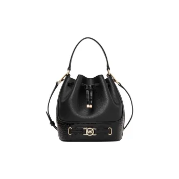MICHAEL KORS Cow Leather Bucket Bags Shoulder Bag Crossbody Bag Handbag Medium Size Women's Black