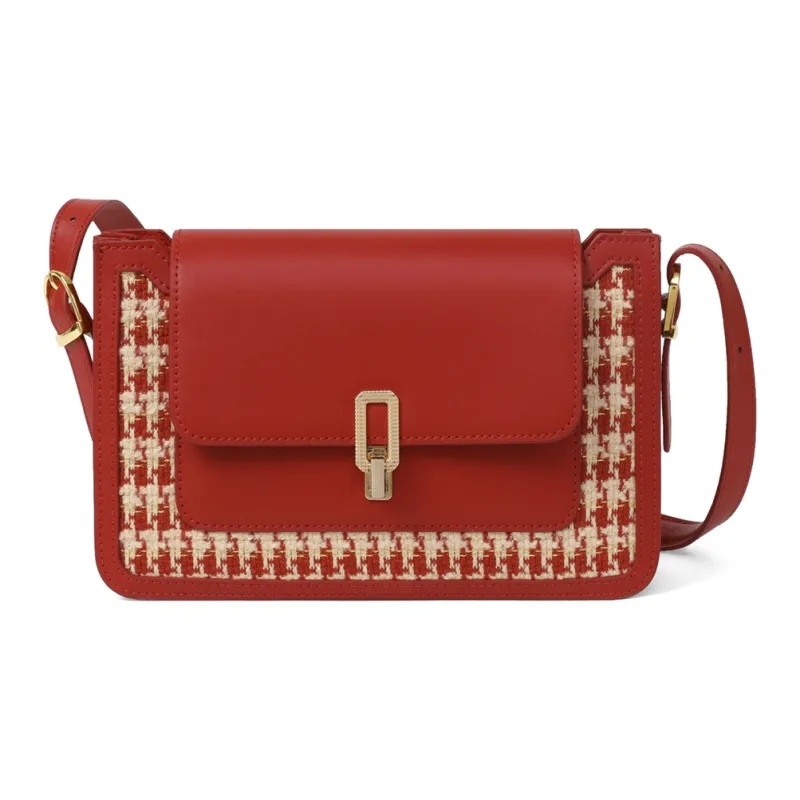 COMELY Cow Leather With Synthetic Leather Shoulder Bag, Crossbody Bag Regular Women's Cherry Red-2