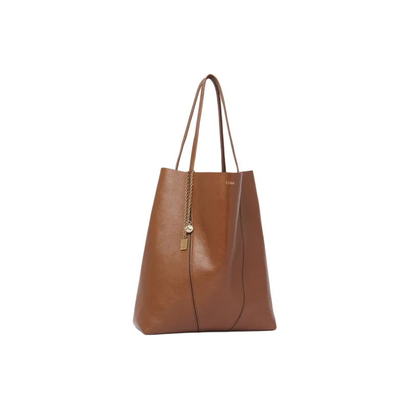 Chloe Cow Leather Tote Bag, Shopping Bag, Handbag, Shoulder Bag Tubas Women's Clay Brown-2