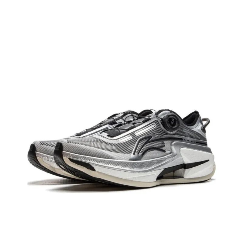 LiNing Liuliu 8 PRO Anti Slip Wear Resistant Low Top Running Shoes Men's Gray Black White-2