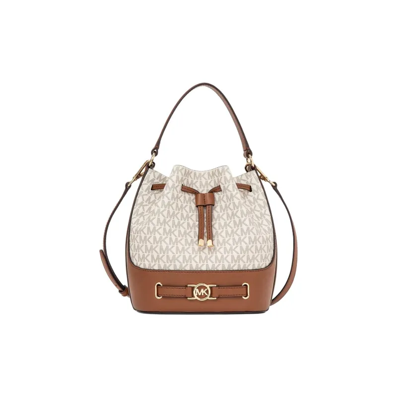 MICHAEL KORS Coated Canvas Bucket Bag, Shoulder Bag, Crossbody Bag, Handbag Medium Size Women's Vanilla White-0