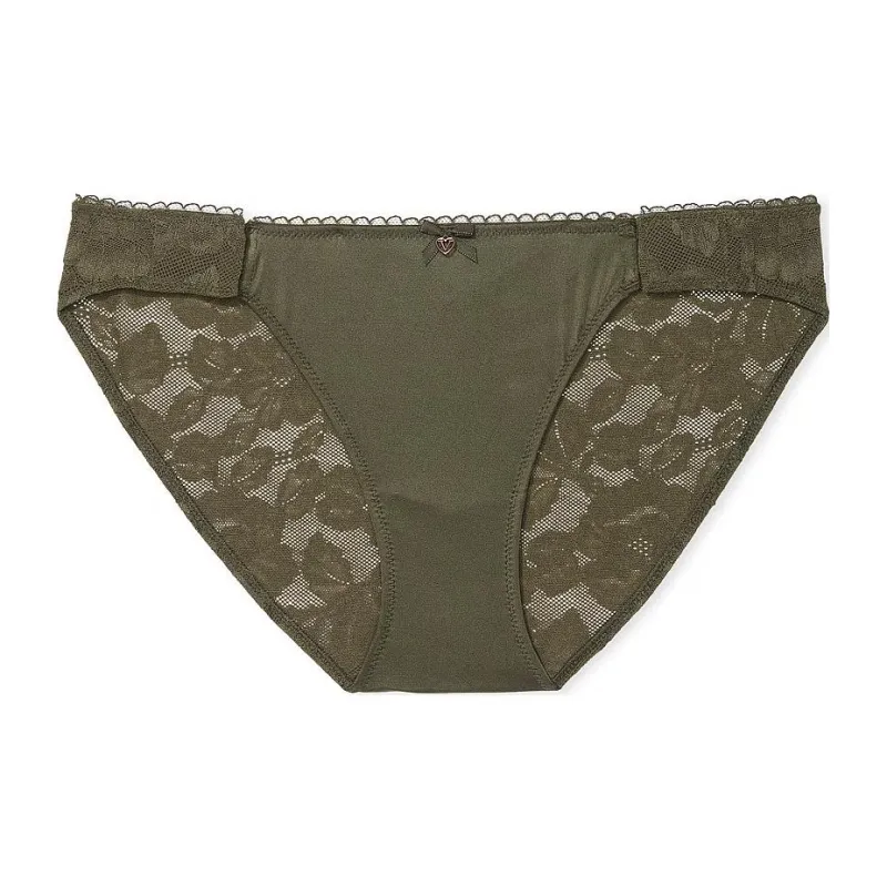 Victoria's Secret Body By Adaptive Lace-Back Bikini Panty/CO Underpants Women's 1 Pack Olive-0