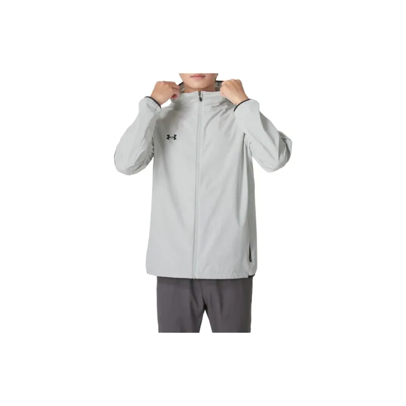Under Armour Keep Warm From The Wind Windbreaker Jacket Unisex Gray Comes With Necklace-2