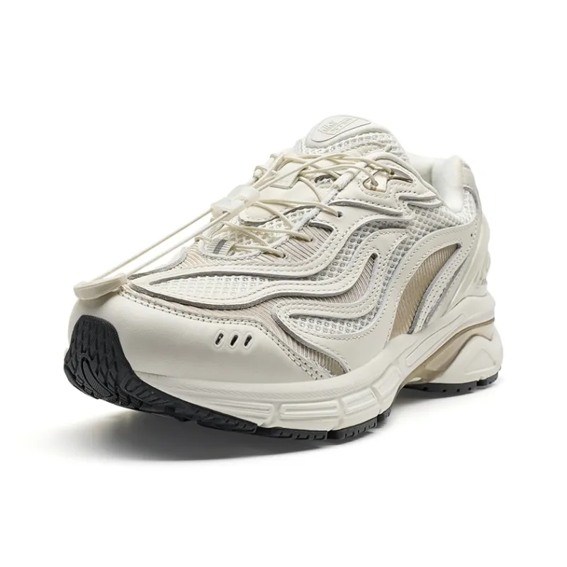 KIKS x XTEP Wind And Fire RETRO Abrasion Resistant Height Increasing Low Top Casual Shoes Women's Apricot Gold-1
