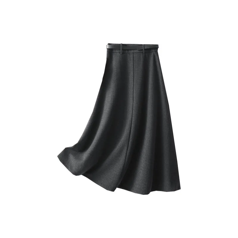 IHIMI Casual Long Skirts Women's Charcoal Gray-2