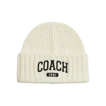 COACH Sheep Wool Beanies Women's White