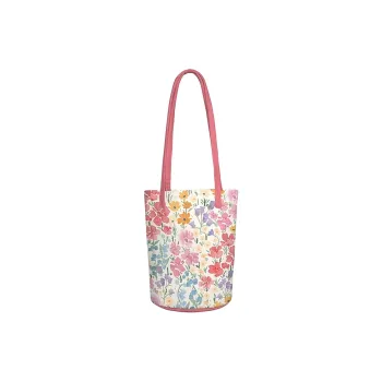 AOSONG Suede Tech Fabric Shoulder Bag Regular Women's Soft Pink Floral Pattern