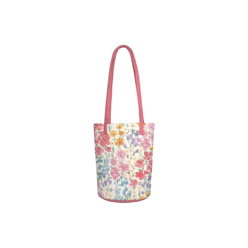 AOSONG Suede Tech Fabric Shoulder Bag Regular Women's Soft Pink Floral Pattern-0