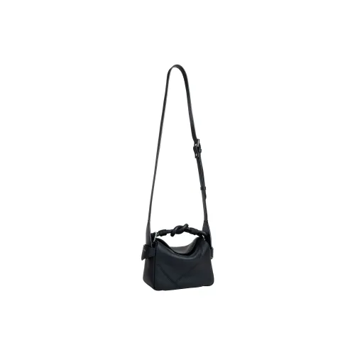 UNIFINGER Litchi Grain Top Grain Cow Leather One Shoulder Handbag Women's Black