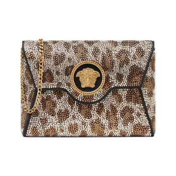 VERSACE Viscose One Shoulder Crossbody Clutches Women's Gold