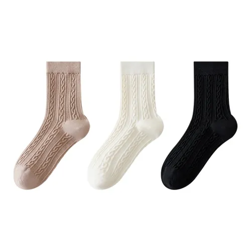 MIIOW Mid Calf Socks Women's 3 Pack Mixed Color