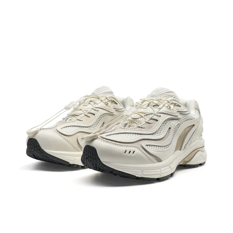 KIKS x XTEP Wind And Fire RETRO Abrasion Resistant Height Increasing Low Top Casual Shoes Women's Apricot Gold-3