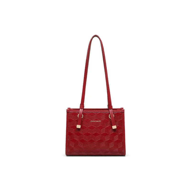 COMELY Cow Leather With Synthetic Leather Shoulder Bag, Crossbody Bag Regular Women's Cherry Red-4