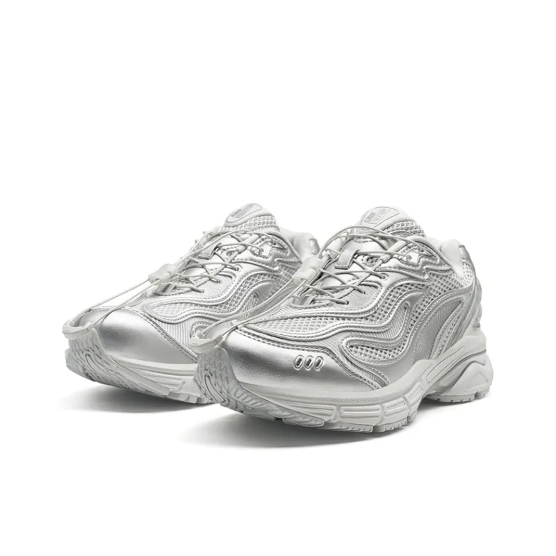KIKS x XTEP Wind And Fire RETRO Abrasion Resistant Height Increasing Low Top Casual Shoes Men's Silver/Lunar Stone Gray-4