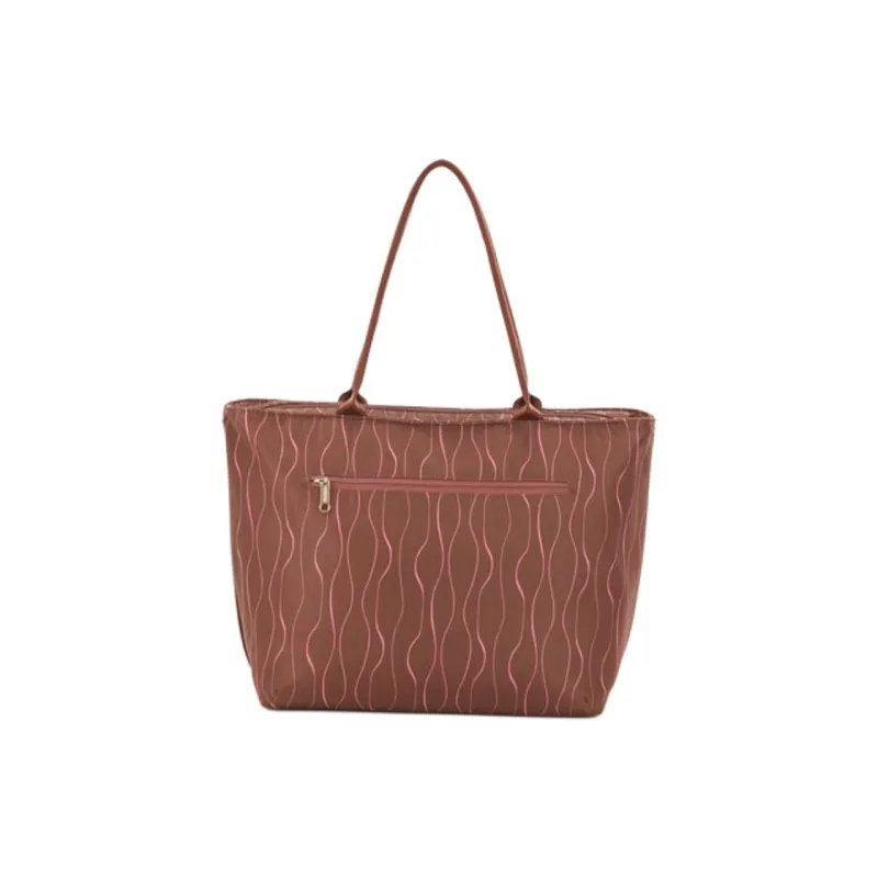 AMERICAN TOURISTER Polyester Tote Bag, Shopping Bag, Handbag, Shoulder Bag Large Size Women's Tan & Pink Guava-3