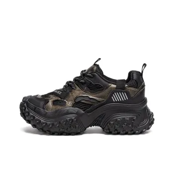 EXULL Q Low Top Chunky Sneakers Women's Black Brown