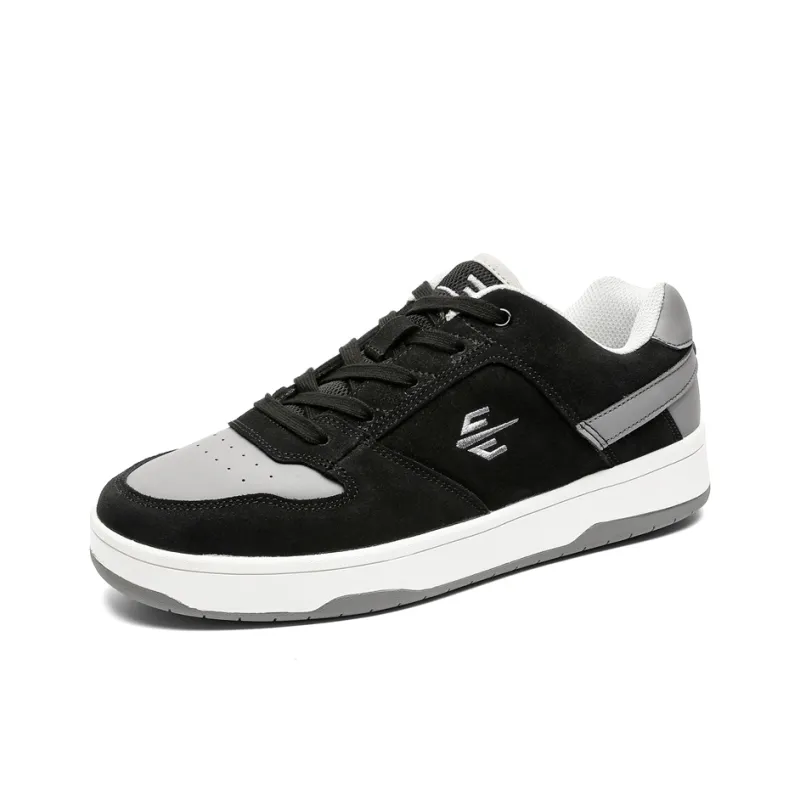 Sharp Crowds Slip Resistant Cushioning Impact Resistance Wear Resistant Low Top Skateboard Shoes Unisex Black Gray-1