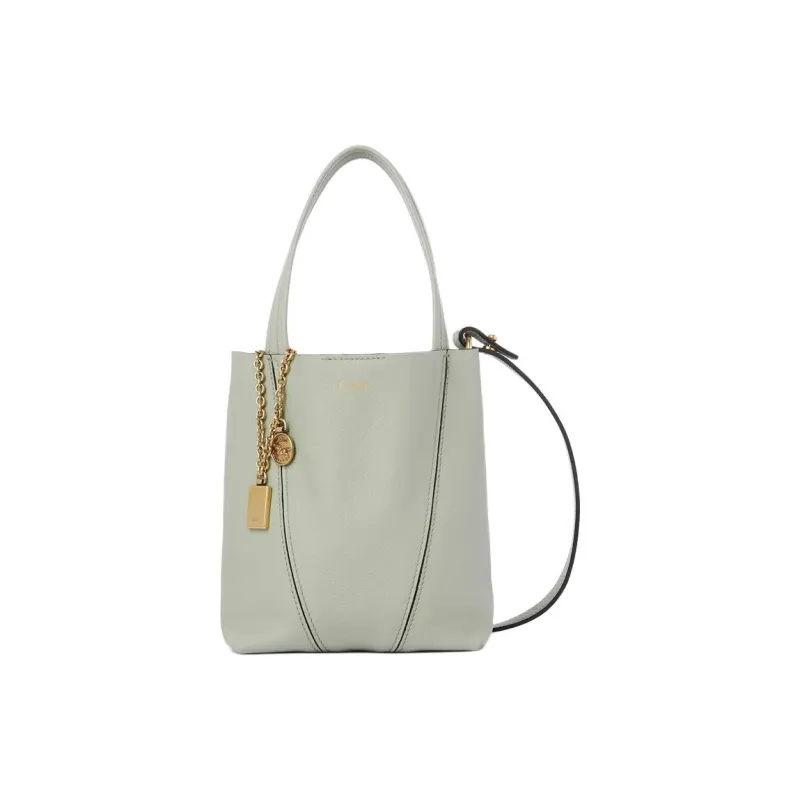 Chloe Cow Leather Tote Bag Shopping Bag Handbag Small Size Women's Seaweed Color-1