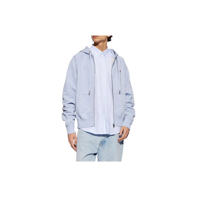 AMIPARIS Ami De Coeur Logo Embroidered Zip-Up Hoodie-3