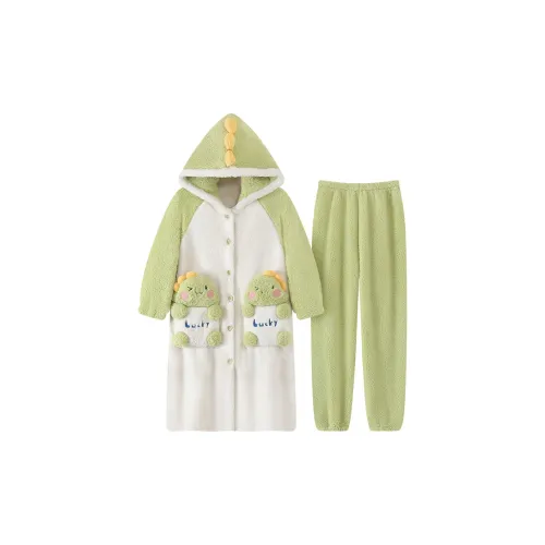 Maultiay Pajama Set Women's Green Fleece