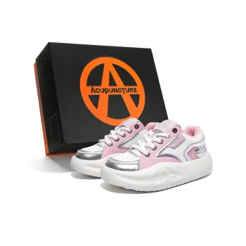 Acupuncture Low Top Casual Shoes Women's Silver Pink Box