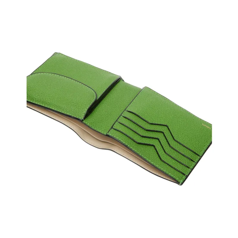 Valextra Millepunte Calfskin Coin Purse Wallet Men's Grass Green-3