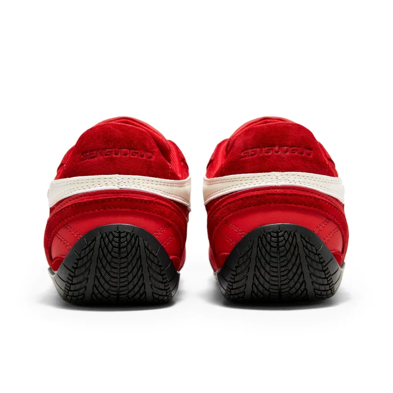 SENGUOGUO Shock Absorbers With Slip Resistant Features Low Top German Army Trainers Red-3