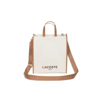 LACOSTE Cotton Tote Bag Shopping Bag Shoulder Bag Crossbody Bag Handbag Women's Beige & Brown