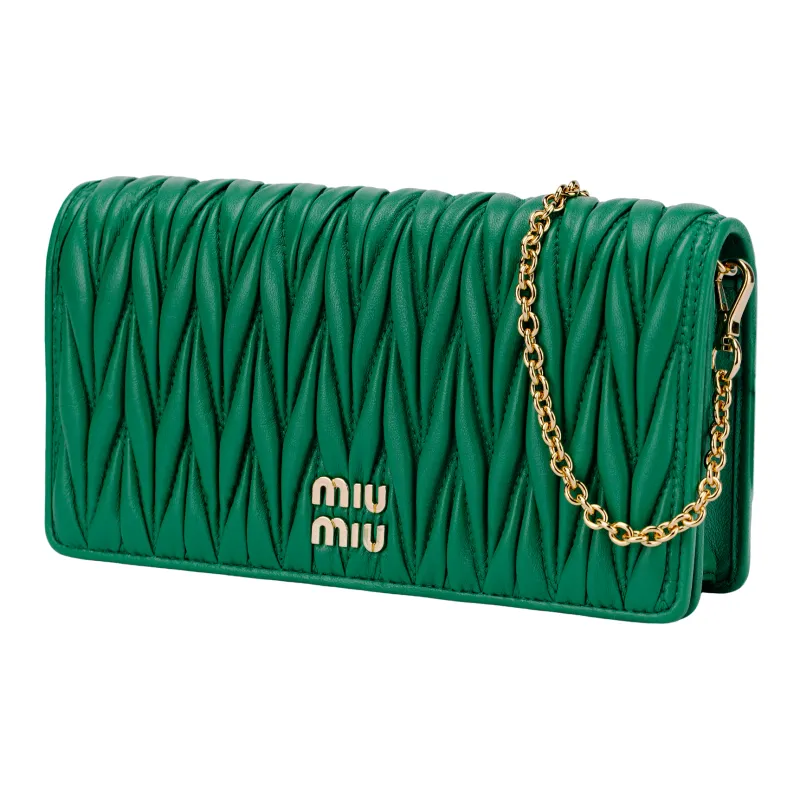 MIU MIU Matelassé Sheepskin One Shoulder Crossbody Cell Phone Pouch Women's Mango Color-2