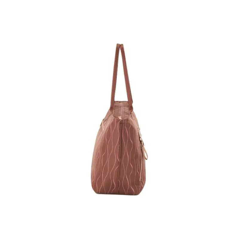 AMERICAN TOURISTER Polyester Tote Bag, Shopping Bag, Handbag, Shoulder Bag Large Size Women's Tan & Pink Guava-2