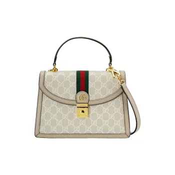 GUCCI Ophidia Canvas With Leather Shoulder Bag Crossbody Bag Handbag Small Size Women's Beige/White