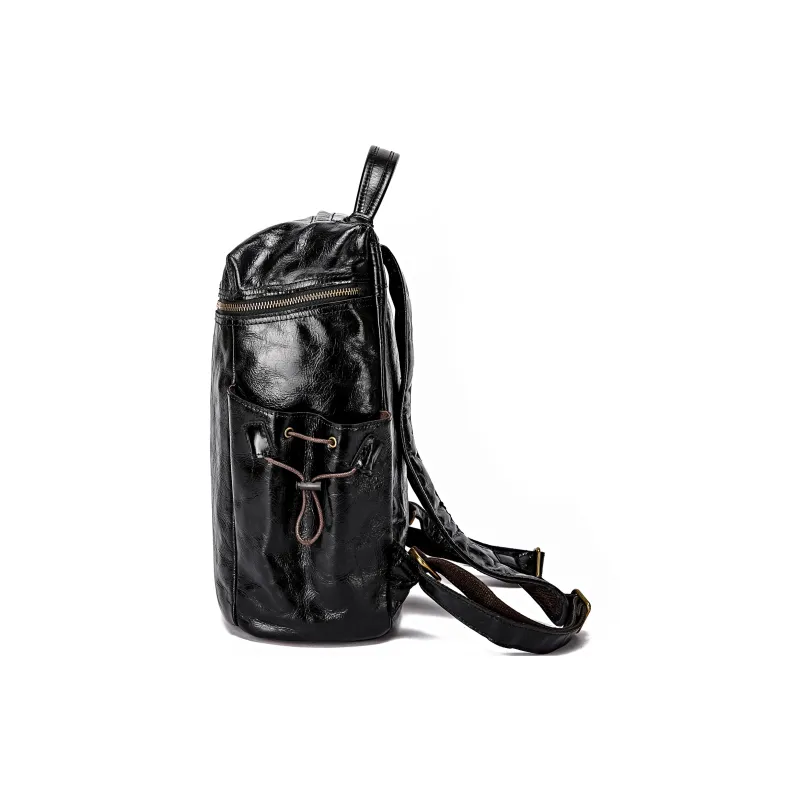 Ace Paul Top Grain Cow Leather Backpack Regular Unisex Black-2
