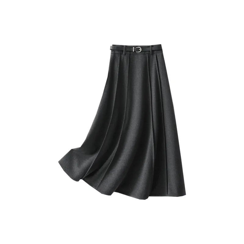 IHIMI Casual Long Skirts Women's Charcoal Gray-1