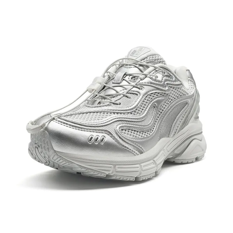 KIKS x XTEP Wind And Fire RETRO Abrasion Resistant Height Increasing Low Top Casual Shoes Men's Silver/Lunar Stone Gray-2