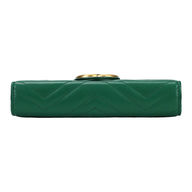 GUCCI Marmont Quilting Leather Envelope Bag Shoulder Bag Crossbody Bag Mini Women's Green-6