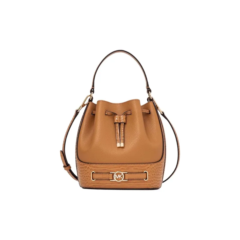 MICHAEL KORS Cow Leather Bucket Bag, Shoulder Bag, Crossbody Bag, Handbag Medium Size Women's Brown-0