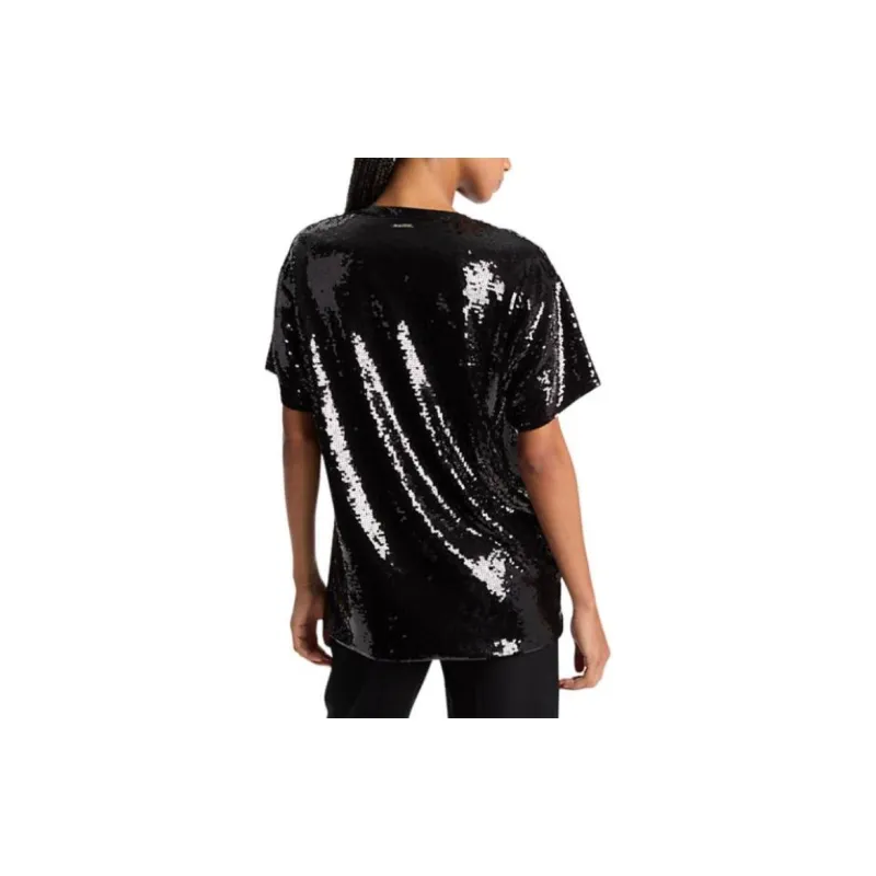 MICHAEL KORS Sequined Jersey Oversized T-Shirt-1