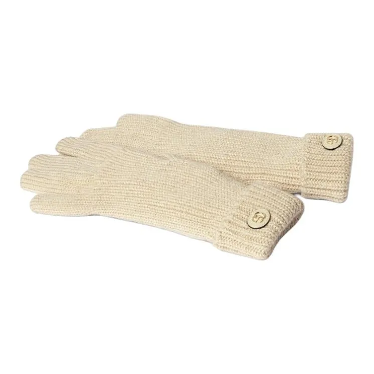 GUCCI Knitted Wool Fabric Knit Gloves Unisex Ivory White-1