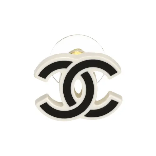 CHANEL Stud Earrings Women's Black/White