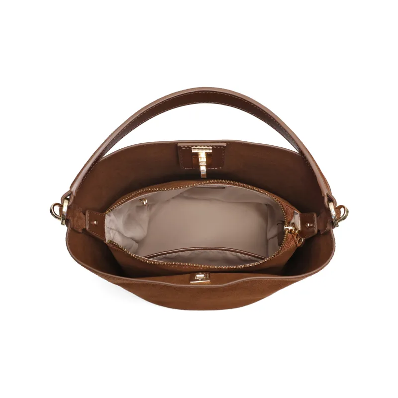 BELLE Split Cow Leather Crossbody Bag, Handbag Regular Women's Khaki-3