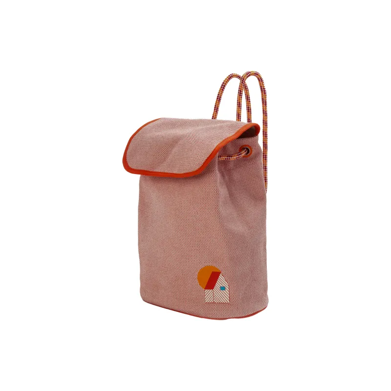 HERMES Canvas Backpack Women's Orange & Raspberry Red-2