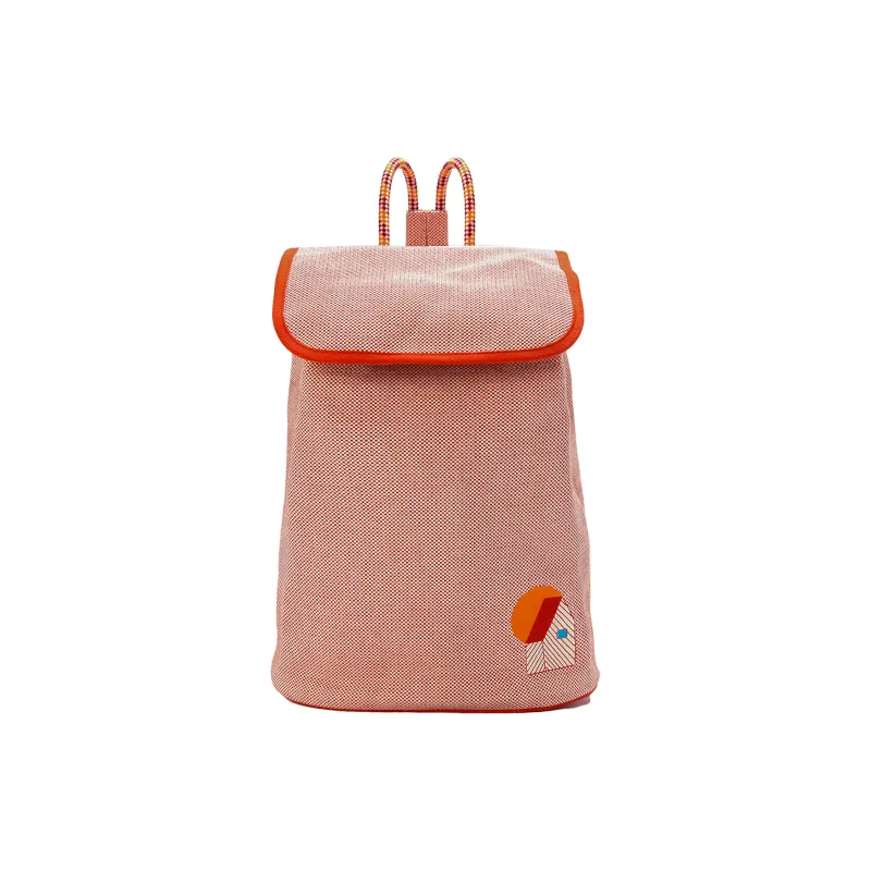 HERMES Canvas Backpack Women's Orange & Raspberry Red-0