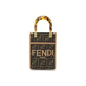FENDI Sunshine FF Fabric Mini Tote Bag Women's Brown