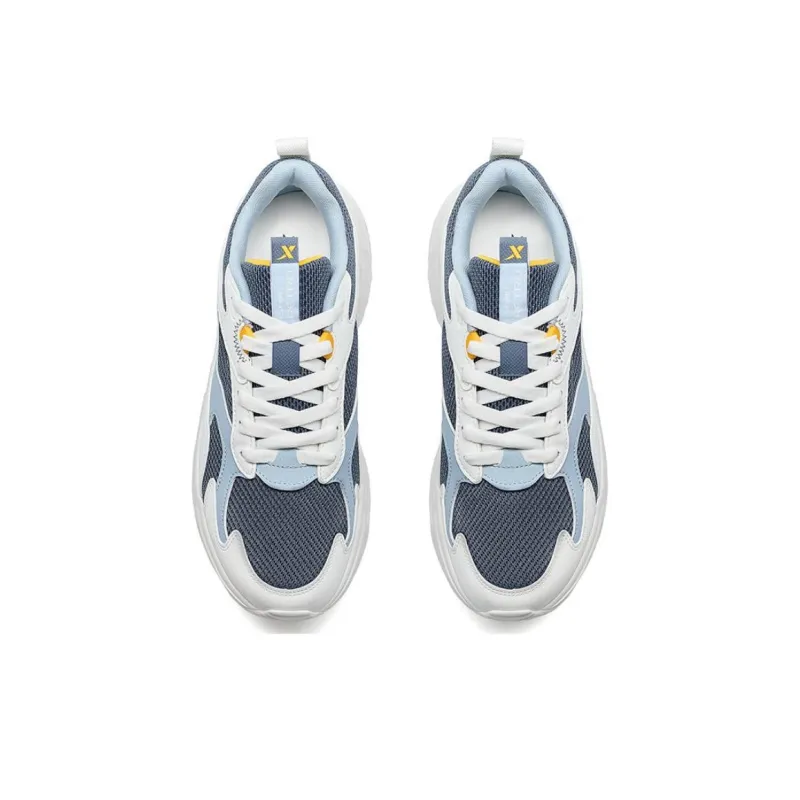 XTEP Anti-Slip Wear-Resistant Low-Top Chunky Sneakers Men's White Blue-2