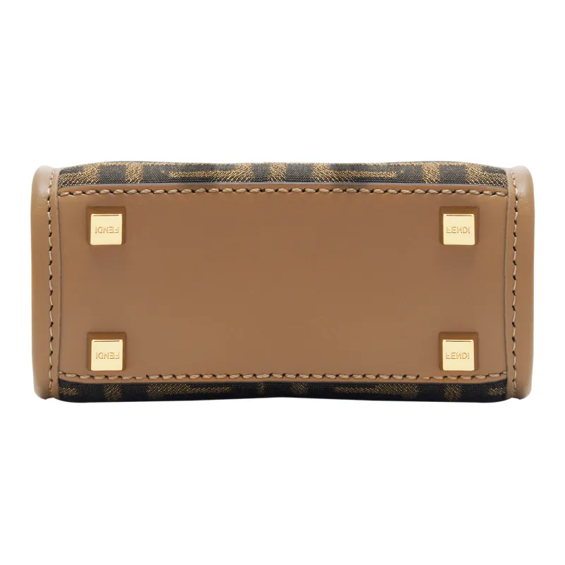 FENDI Sunshine FF Fabric Mini Tote Bag Women's Brown-4