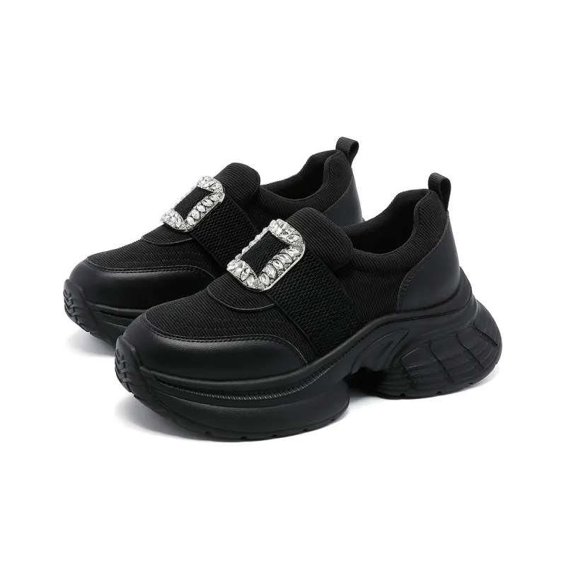 RED DRAGONFLY Height Increasing Shoes Height Increasing Lightweight Low Top Casual Shoes Women's Black Beige-2