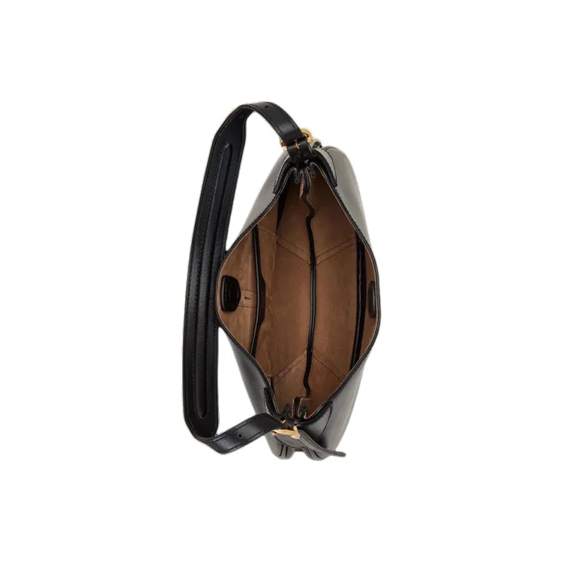 Polo Ralph Lauren Polo ID Cow Leather One Shoulder Handbag Crossbody Bag Small Size Women's Black-3