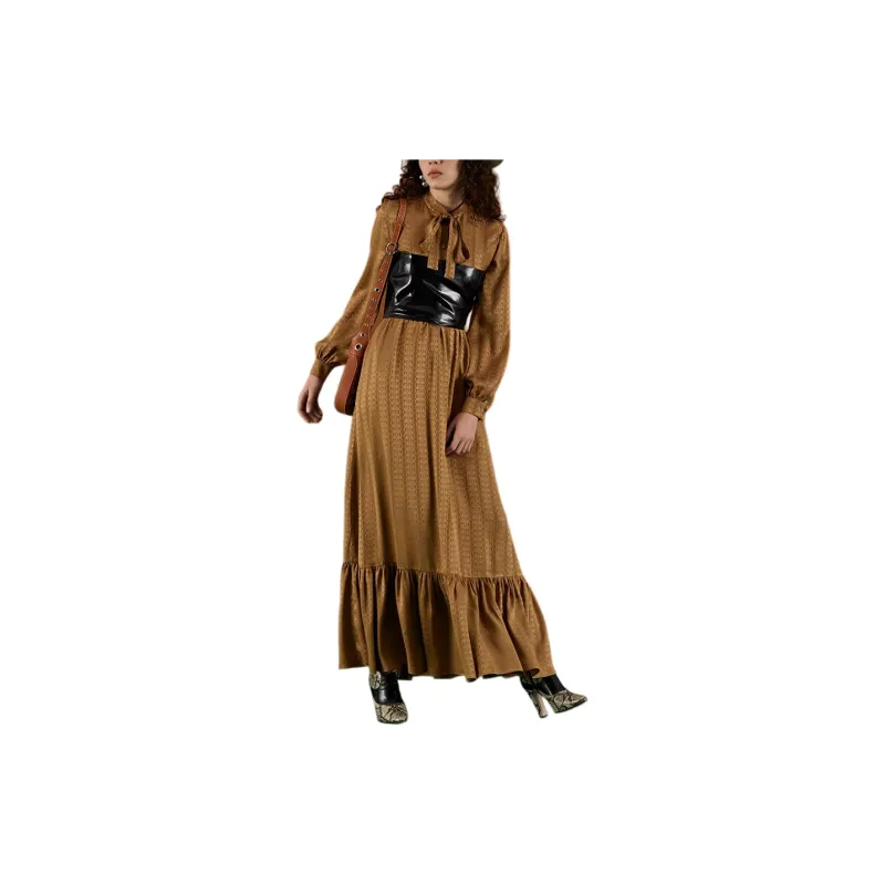 GUCCI GG-Jacquard Silk Maxi Dress-2